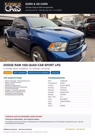 Dodge RAM Gebrauchtwagen Kaufen
