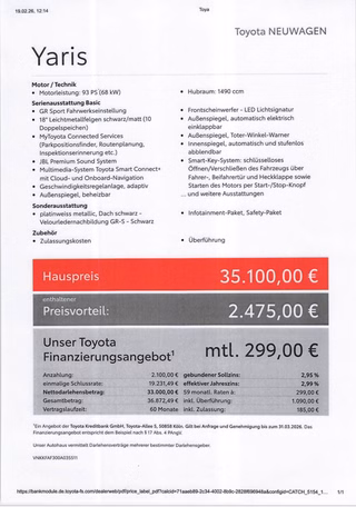Toyota Yaris Hybrid GR Sport 1,99% +JBL+ Infotainment-Paket, Safety-Paket - bilder 15