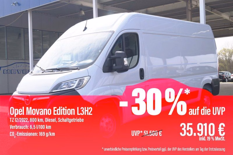 Opel Movano Edition L3H2 2,2 165PS UPE=51500€! **