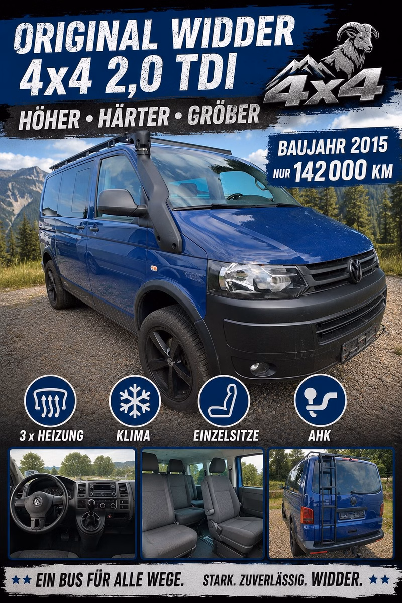 Volkswagen Widder 4x4 2,0 TDI Seikel 19 Zoll Multiva / Caravelle Sitze