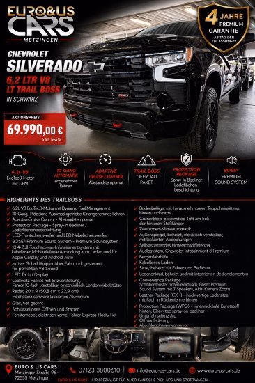 Chevrolet Silverado Trail Boss 6,2ltr MJ 2025 4 Jahre Gara