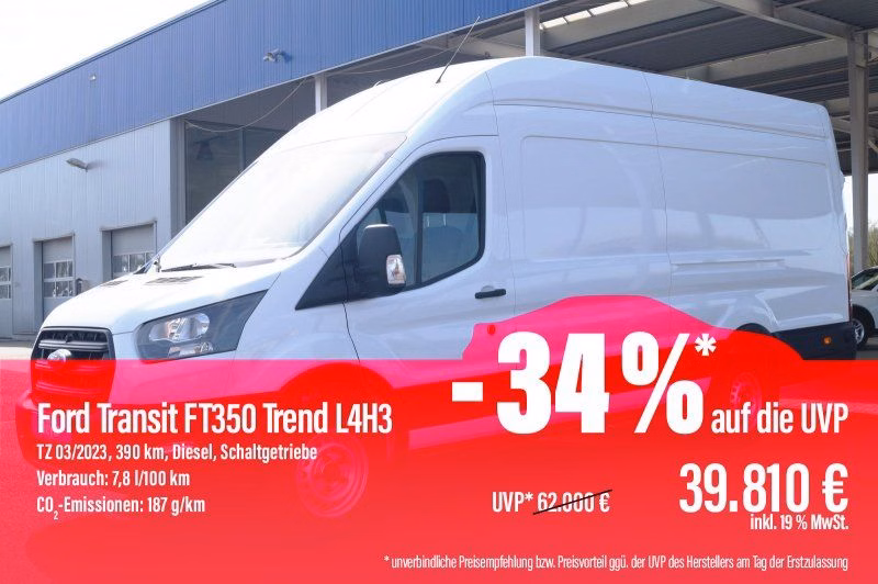 Ford Transit FT350 Trend L4H3 2,0TDCI RWD UPE=60000€!