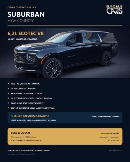 Chevrolet Suburban 6,2ltr High Country MJ 2026 3 Jahre Ga