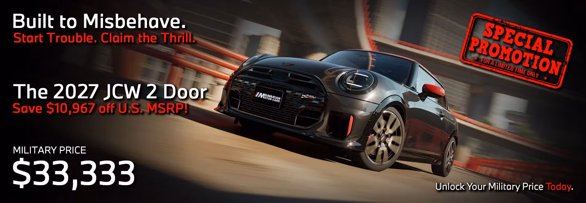 MINI Military Sales | Bavarian Motor Cars | Special Offer | MINI Sale | MINI John Cooper Works JCW 2 Door