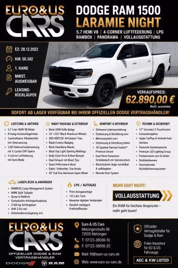 Dodge RAM 5,7ltr Crew Laramie Night Ram Box Split Tai